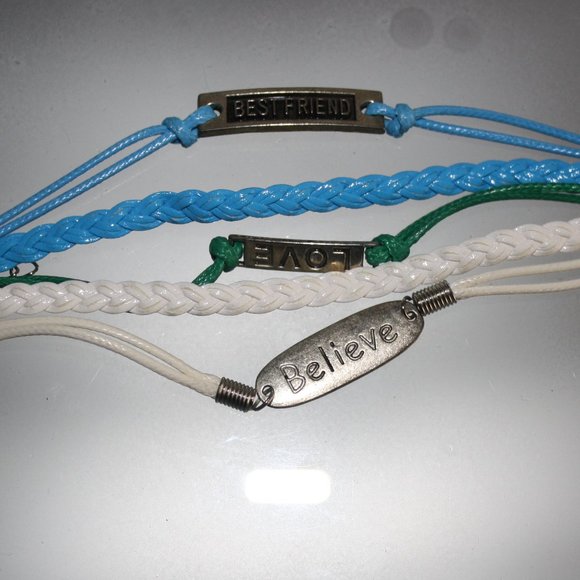 Set of Two Multi-Strand Bracelets Pendant Messages NWT - Picture 2 of 4